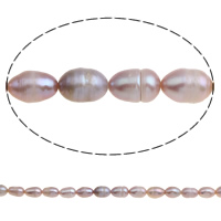 Perlas Arroz Freshwater, Perlas cultivadas de agua dulce, natural, Púrpura, 6-7mm, agujero:aproximado 0.8mm, longitud:aproximado 14.5 Inch, Vendido por Sarta