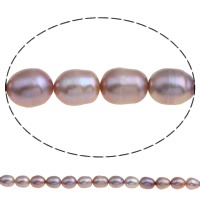 Perlas Arroz Freshwater, Perlas cultivadas de agua dulce, natural, Púrpura, 9-10mm, agujero:aproximado 0.8mm, longitud:aproximado 14.5 Inch, Vendido por Sarta