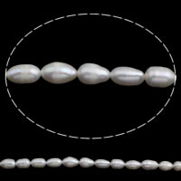 Perlas Arroz Freshwater, Perlas cultivadas de agua dulce, natural, Blanco, 7-8mm, agujero:aproximado 0.8mm, longitud:aproximado 14 Inch, Vendido por Sarta