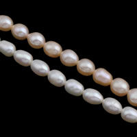 Perlas Arroz Freshwater, Perlas cultivadas de agua dulce, natural, más colores para la opción, 6-7mm, agujero:aproximado 0.8mm, longitud:aproximado 14.5 Inch, Vendido por Sarta