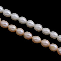 Perlas Arroz Freshwater, Perlas cultivadas de agua dulce, natural, más colores para la opción, 7-8mm, agujero:aproximado 0.8mm, longitud:aproximado 14.5 Inch, Vendido por Sarta