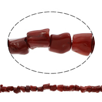 Natürliche Korallen Perlen, rot, 11x14mm-13x20mm, Bohrung:ca. 1mm, Länge:ca. 15.5 ZollInch, ca. 32PCs/Strang, verkauft von Strang