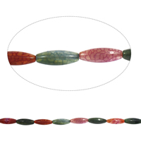 Geknister Achat Perle, oval, gemischte Farben, 11x30mm, Bohrung:ca. 1mm, Länge:ca. 15.5 ZollInch, ca. 13PCs/Strang, verkauft von Strang