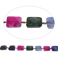 Crackle Agate Beads, Rectangle, faceted, mixed colors - Approx 2mm Approx 14.5 Inch, Approx 