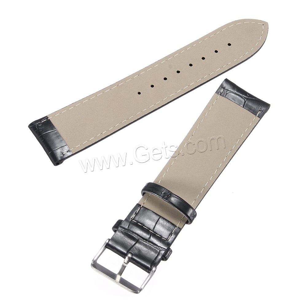 Watch Band, PU Leather, stainless steel pin buckle, different size for choice, black, 121mm,110mm, Sold By Set