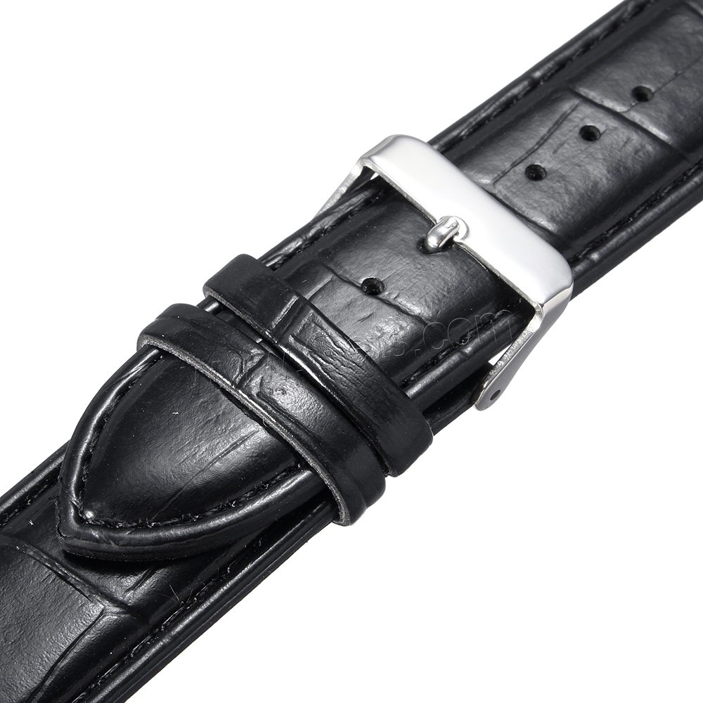 Watch Band, PU Leather, stainless steel pin buckle, different size for choice, black, 121mm,110mm, Sold By Set