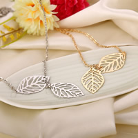 Zinc Alloy Iron Chain Necklace, with iron chain, Leaf, plated, oval chain lead & cadmium free, 400mm Approx 16 Inch 