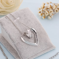Enamel Zinc Alloy Necklace, with iron chain, with 5cm extender chain, Heart, silver color plated, oval chain, lead & cadmium free Approx 17.7 Inch 