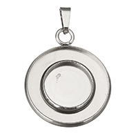 Stainless Steel Pendant Setting, Flat Round, original color Approx Inner Approx 12mm, 3mm 