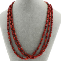 Natural Coral Necklace, brass spring ring clasp , red - Approx 19.5 Inch 