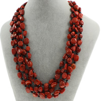 Natural Coral Necklace, with Crystal, brass spring ring clasp  & faceted - Approx 17 Inch 