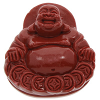Buddische Schmuck Anhänger, Natürliche Koralle, Buddha, natürlich, buddhistischer Schmuck & geschnitzed, rot, 38x43x12mm, Bohrung:ca. 1mm, verkauft von PC