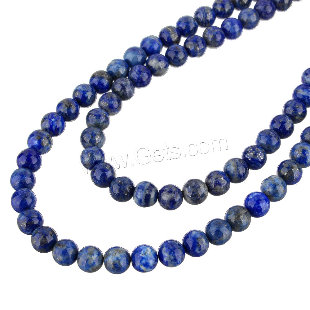Perles de pierre lasurite naturelles, lapis lazuli naturel, Rond, normes différentes pour le choix, grade A, Longueur:Environ 15.5 pouce, Vendu par brin