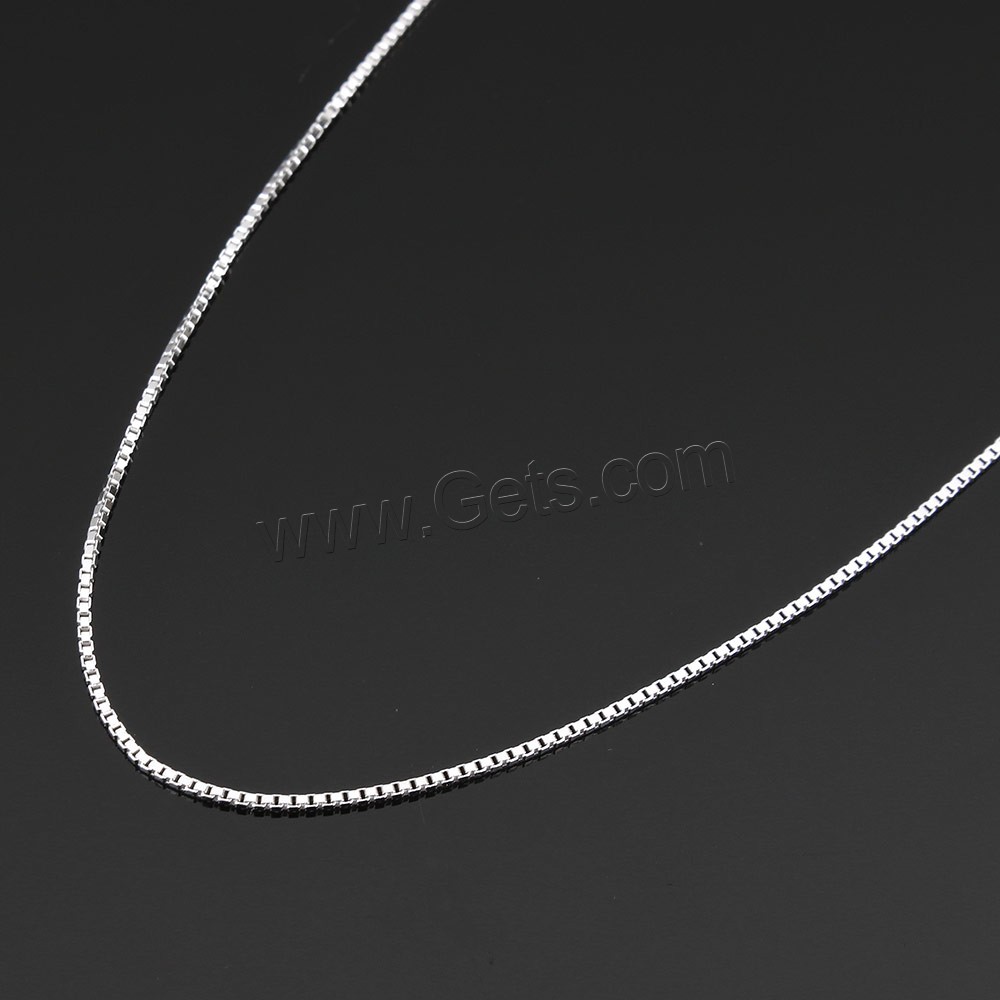 Sterling Silver Necklace Chain, 925 Sterling Silver, different length for choice & box chain, 0.6x0.6mm, Sold By Strand