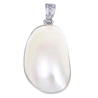 White Shell Pendants, Brass, with White Shell, platinum color plated, natural, nickel, lead & cadmium free Approx 