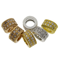 Cubic Zirconia Micro Pave Brass Beads, Column, plated, micro pave cubic zirconia & large hole Approx 5mm 
