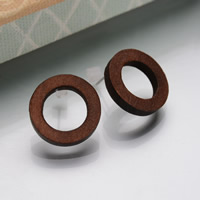 деревянный Сережка-гвоздик, нержавеющая сталь гвоздик, Кольцевая форма, 20mm, продается Пара