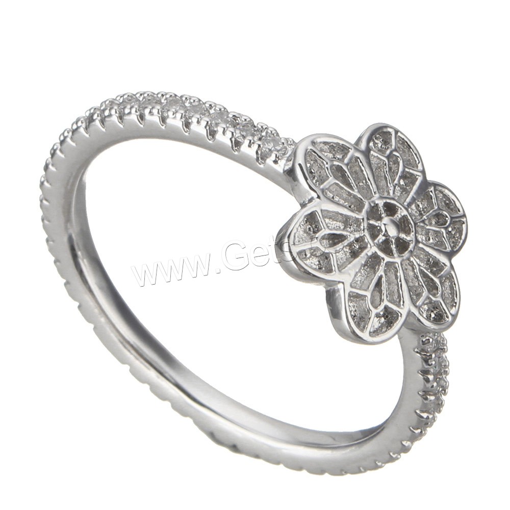 Cubic Zirconia Micro Pave Brass Finger Ring, Flower, platinum plated, different size for choice & micro pave cubic zirconia, 9mm, Sold By PC