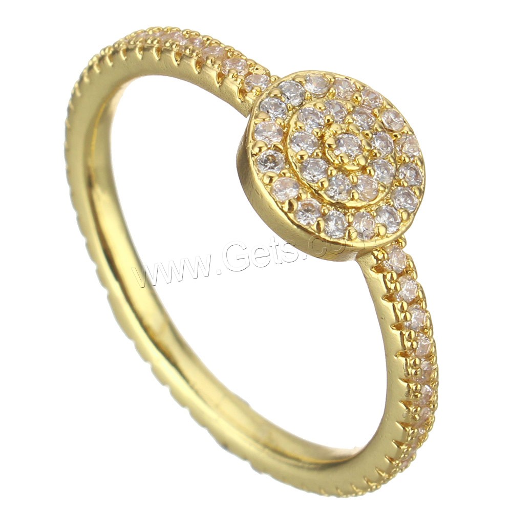 Cubic Zirconia Micro Pave Brass Finger Ring, real gold plated, different size for choice & micro pave cubic zirconia, 8x8x4mm, Sold By PC