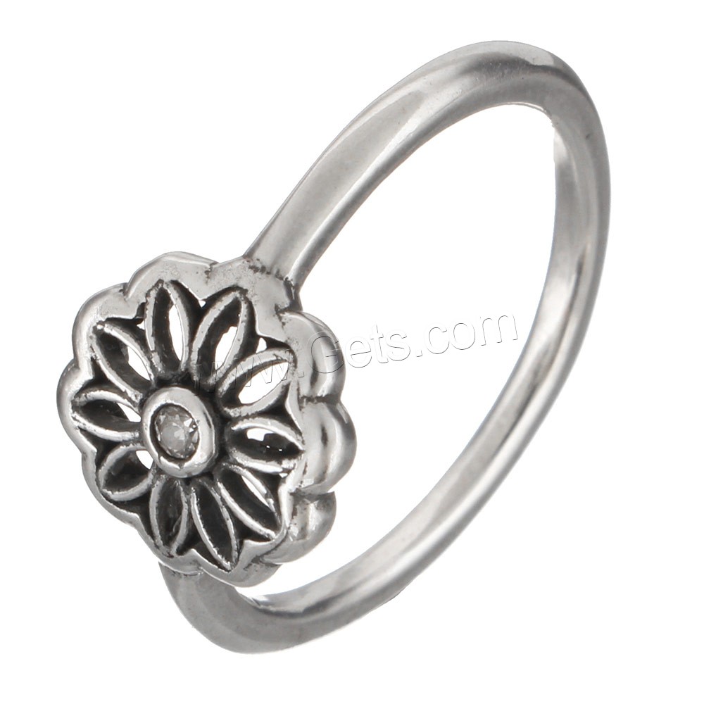 Zircon pavent l'anneau en laiton de doigt, fleur, Placage de couleur platine, normes différentes pour le choix & pavé de micro zircon & noircir, 10mm, Vendu par PC