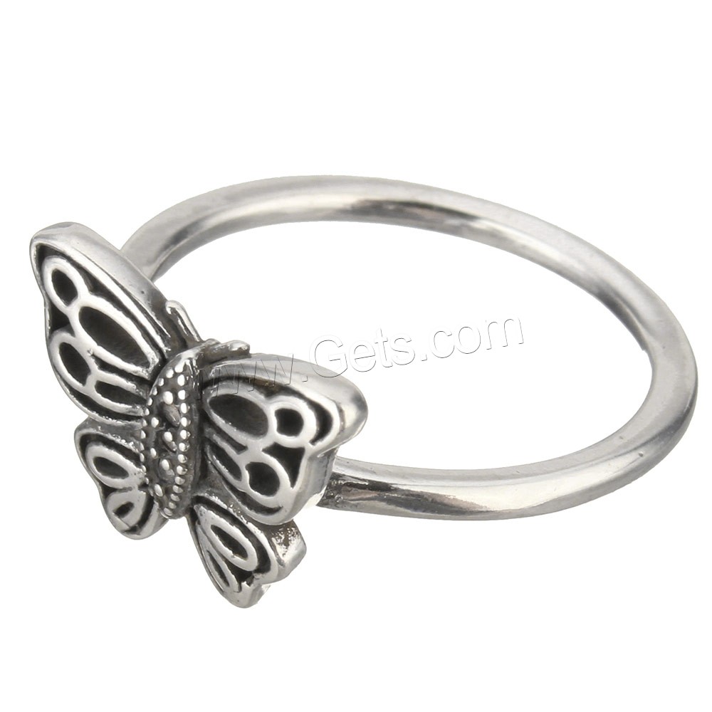Cubic Zirconia Micro Pave Brass Finger Ring, Butterfly, platinum color plated, different size for choice & micro pave cubic zirconia & blacken, 12mm, Sold By PC