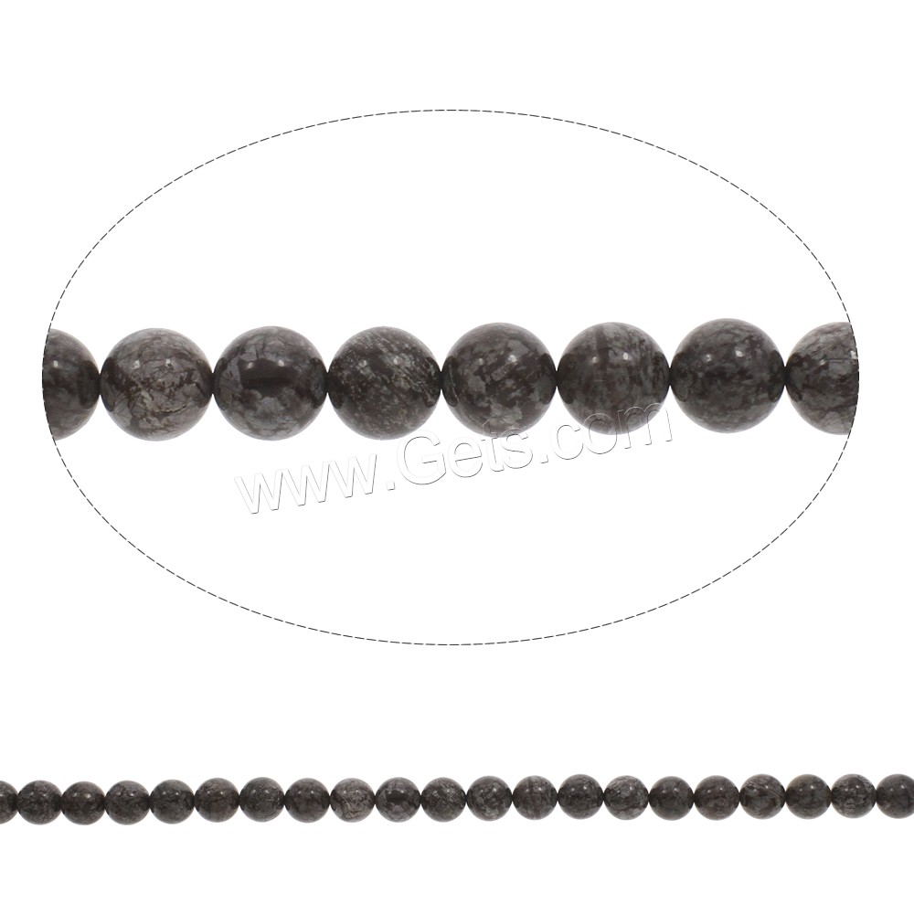Schneeflocke Obsidian Perlen, rund, verschiedene Größen vorhanden, Bohrung:ca. 1mm, Länge:ca. 15 ZollInch, verkauft von Strang