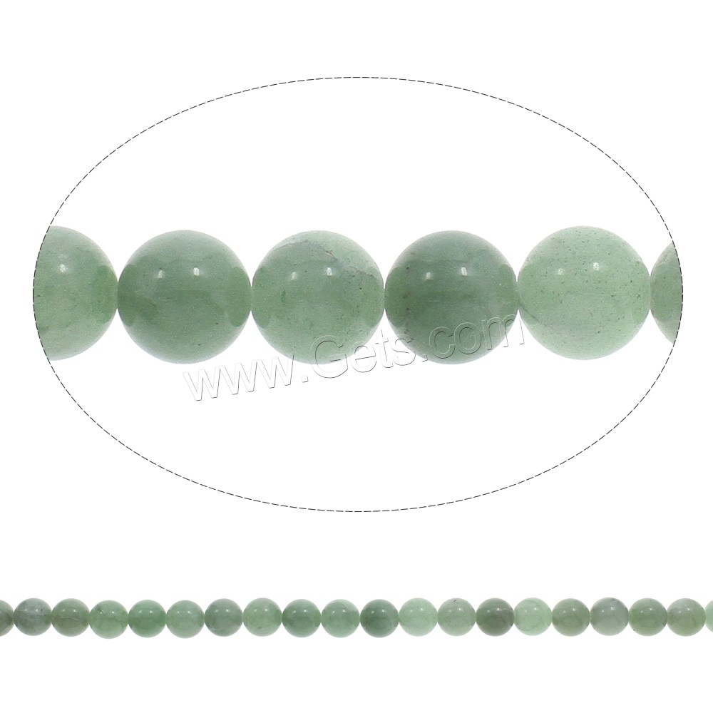 Зеленый авантюрин, Круглая, разный размер для выбора, отверстие:Приблизительно 1mm, длина:Приблизительно 15 дюймовый, продается Strand