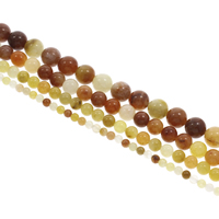 Gelbe Jade Perle, rund, verschiedene Größen vorhanden, Bohrung:ca. 1mm, Länge:ca. 15 ZollInch, verkauft von Strang