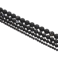 Natural Black Agate Beads, Round Approx 1mm Approx 15 Inch 