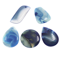 Lace Agate Pendants, blue - Approx 1mm 