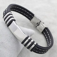 Silicone Stainless Steel Bracelets, with Silicone, original color Approx 7.5 Inch 