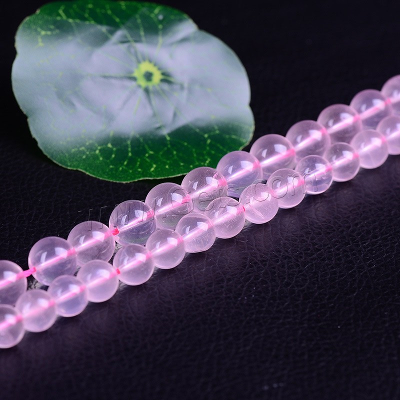 Natürliche Rosenquarz Perlen, rund, verschiedene Größen vorhanden, Bohrung:ca. 1-2mm, Länge:ca. 15 ZollInch, verkauft von Strang