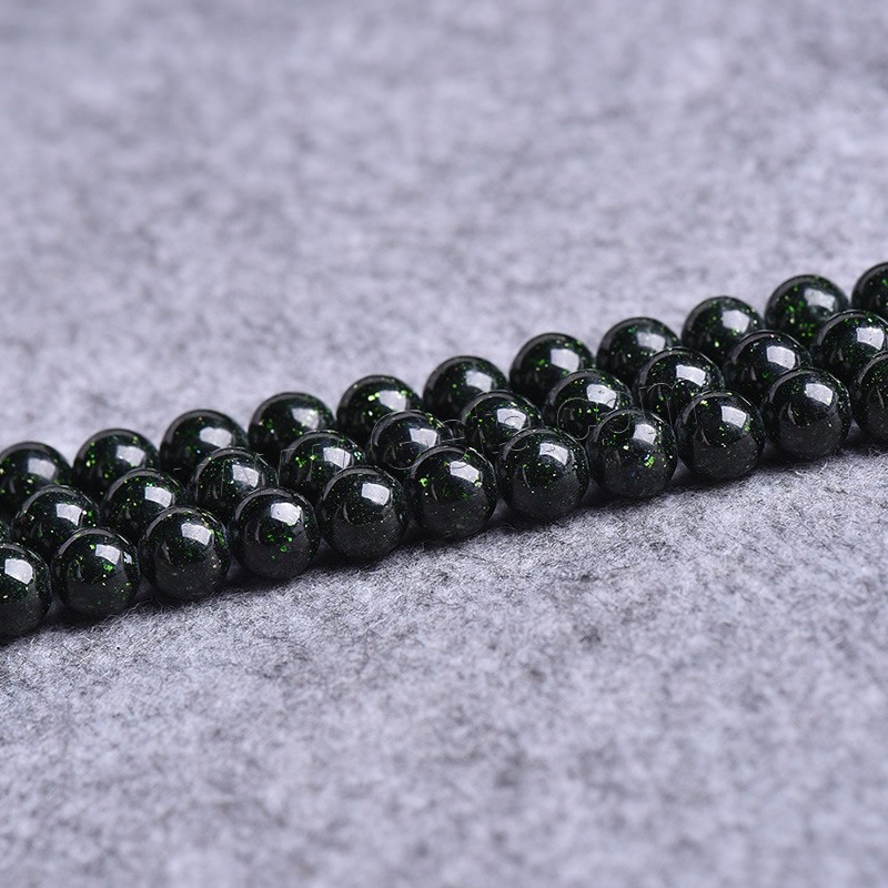 Perles en verre aventuriné vert, Pierre d'or vert, Rond, synthétique, normes différentes pour le choix, Trou:Environ 1-2mm, Longueur:Environ 14 pouce, Vendu par brin