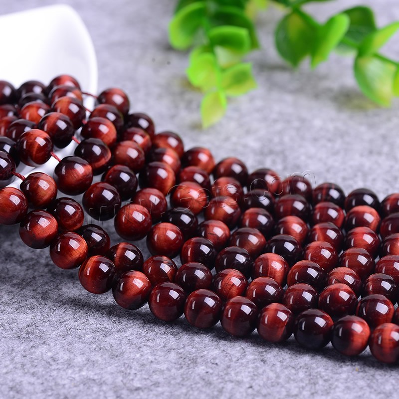 Tiger Eye Beads, Round, natural, different size for choice, red, Grade AAA, Hole:Approx 1-2mm, Length:Approx 15 Inch, Sold By Strand