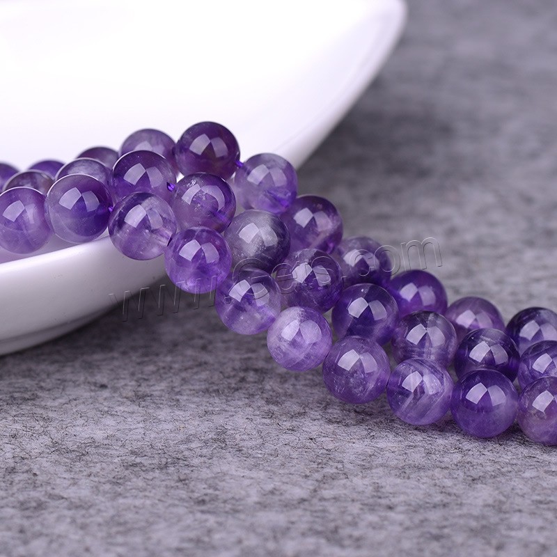 Natürliche Amethyst Perlen, rund, Februar Birthstone & verschiedene Größen vorhanden, Bohrung:ca. 1-2mm, Länge:ca. 15 ZollInch, verkauft von Strang