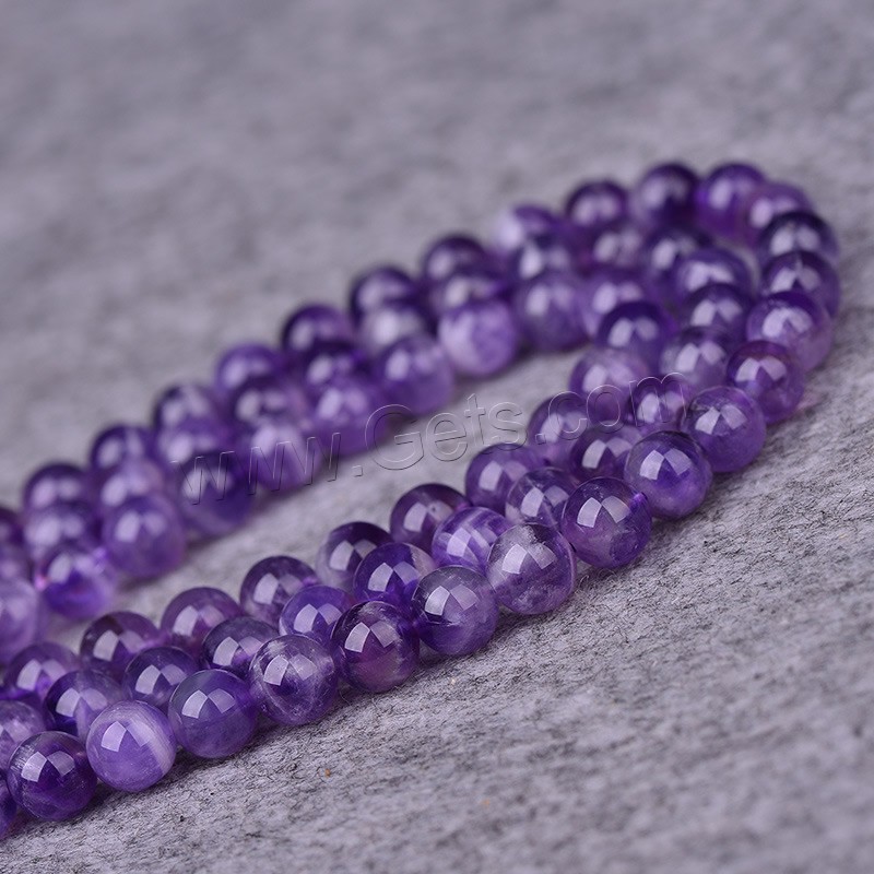 Natural Amethyst Beads, Round, February Birthstone & different size for choice, Hole:Approx 1-2mm, Length:Approx 15 Inch, Sold By Strand