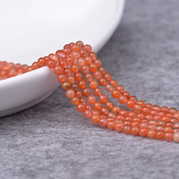 Yunnan roter Achat Perle, rund, natürlich, verschiedene Größen vorhanden, Bohrung:ca. 0.5-1mm, Länge:ca. 15 ZollInch, verkauft von Strang