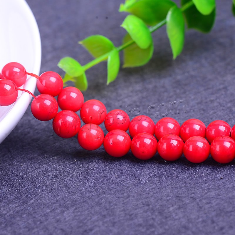Synthetic Coral Beads, Round, different size for choice, Hole:Approx 1mm, Length:Approx 15 Inch, Sold By Strand