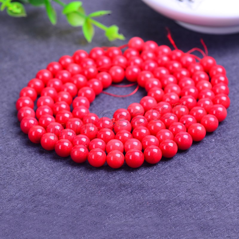 Synthetic Coral Beads, Round, different size for choice, Hole:Approx 1mm, Length:Approx 15 Inch, Sold By Strand