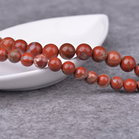 Roter Jaspis Perle, rund, verschiedene Größen vorhanden, Grade A, Bohrung:ca. 1mm, Länge:ca. 15 ZollInch, verkauft von Strang