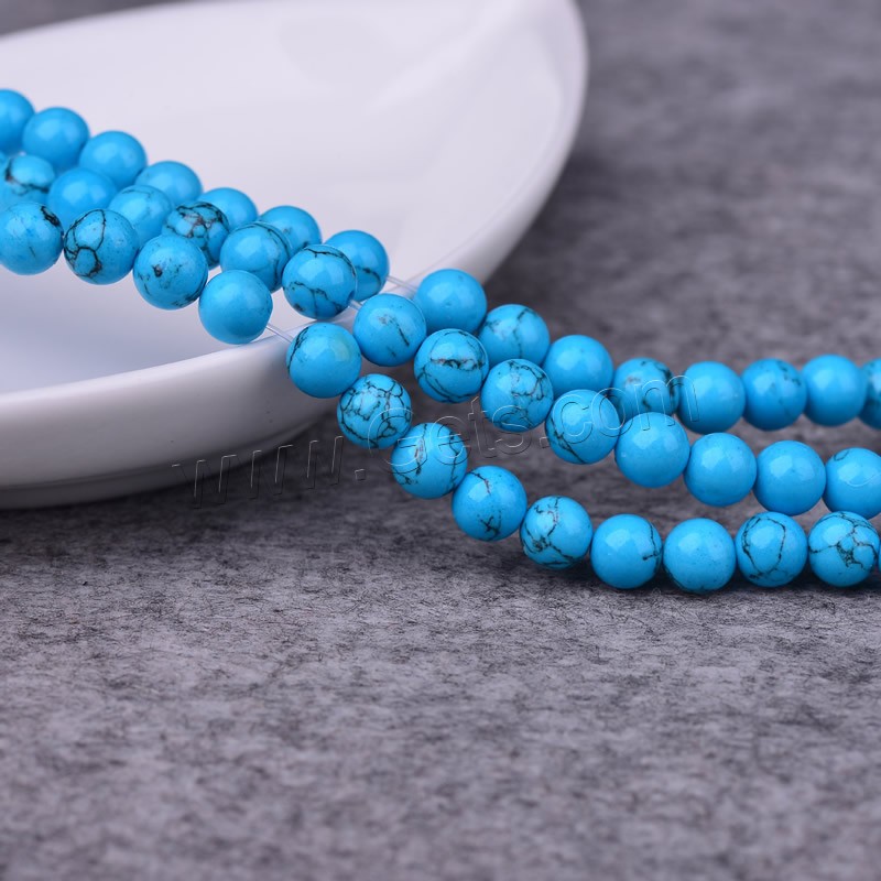 Synthetic Turquoise Beads, Round, different size for choice, blue, Hole:Approx 1-2mm, Length:Approx 15 Inch, Sold By Strand