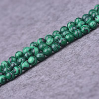 Synthetische Malachit Perlen, rund, verschiedene Größen vorhanden, Bohrung:ca. 1-2mm, Länge:ca. 15 ZollInch, verkauft von Strang