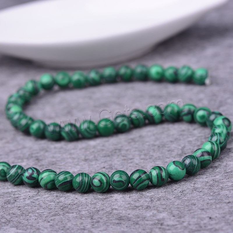 Synthetic Malachite Beads, Round, different size for choice, Hole:Approx 1-2mm, Length:Approx 15 Inch, Sold By Strand