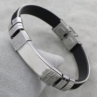 Men Bracelet, Stainless Steel, with PU Leather, original color Approx 7.5 Inch 