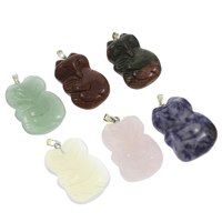 Pendentifs pierres gemmes mixtes , pierre gemme, avec laiton caution, renard, Placage de couleur platine - Environ Vendu par PC