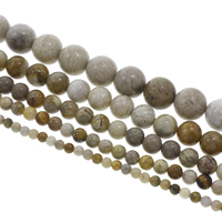 Chrysantheme Stein Perle, Chrysanthemen Stein, rund, natürlich, verschiedene Größen vorhanden, Bohrung:ca. 1mm, Länge:ca. 15 ZollInch, verkauft von Strang