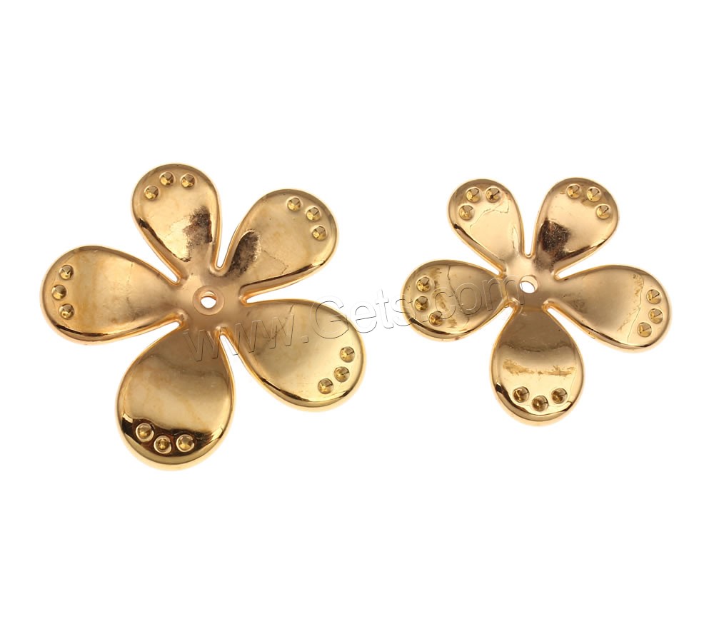 Copper Coated Plastic Bead Cap Setting, Flower, gold color plated, different size for choice, Hole:Approx 1mm, Inner Diameter:Approx 1mm, Sold By Bag