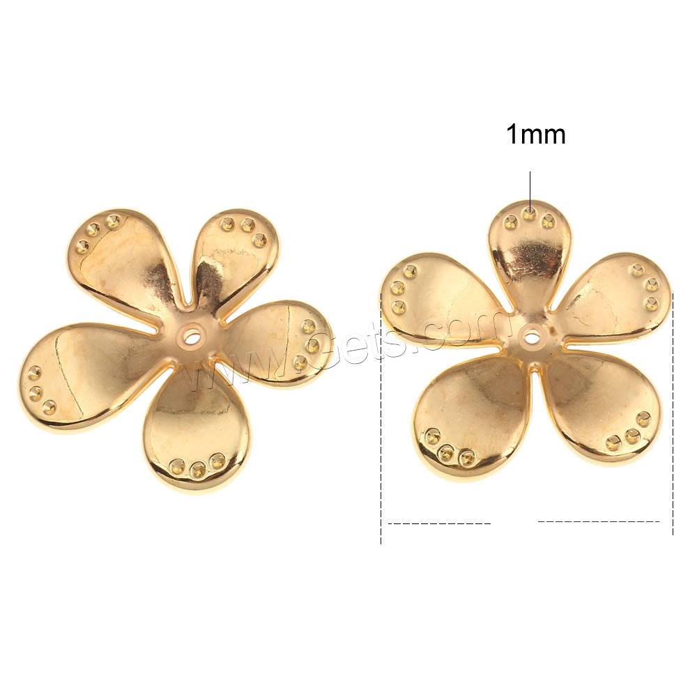 Copper Coated Plastic Bead Cap Setting, Flower, gold color plated, different size for choice, Hole:Approx 1mm, Inner Diameter:Approx 1mm, Sold By Bag