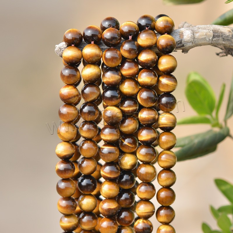 Tiger Eye Beads, Round, natural, different size for choice, Grade A, Hole:Approx 0.8-1.5mm, Length:Approx 15 Inch, Sold By Strand