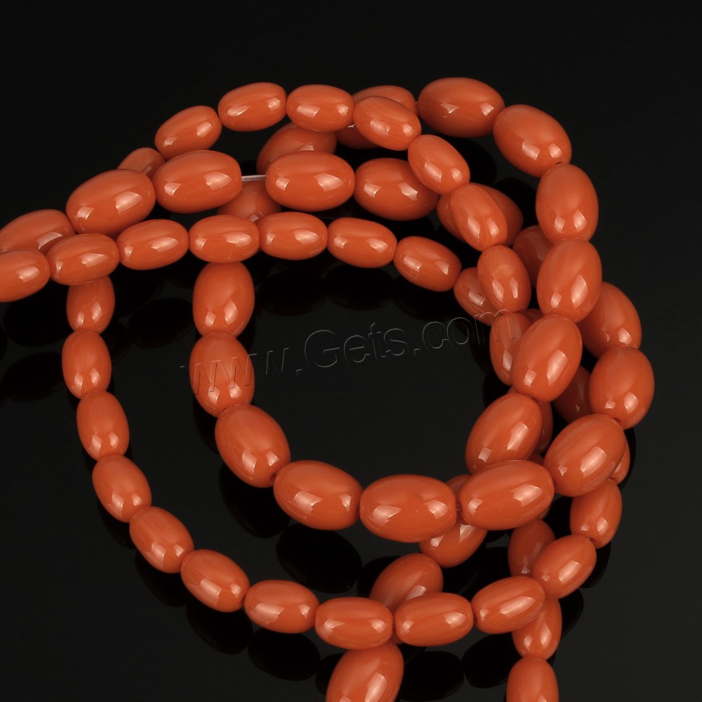Imitation Amber Resin Beads, Oval, imitation beeswax & different size for choice, reddish orange, Hole:Approx 1mm, Sold By Strand